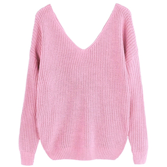 Wear 2 Ways Pearl Twist Knot Cross Pink Sweater - Picture 8 of 8
